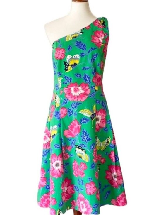 Talbots Dresses & Skirts - Talbots Dress 12 One Shoulder Large Retro Semi Formal Butterfly Wedding Guest